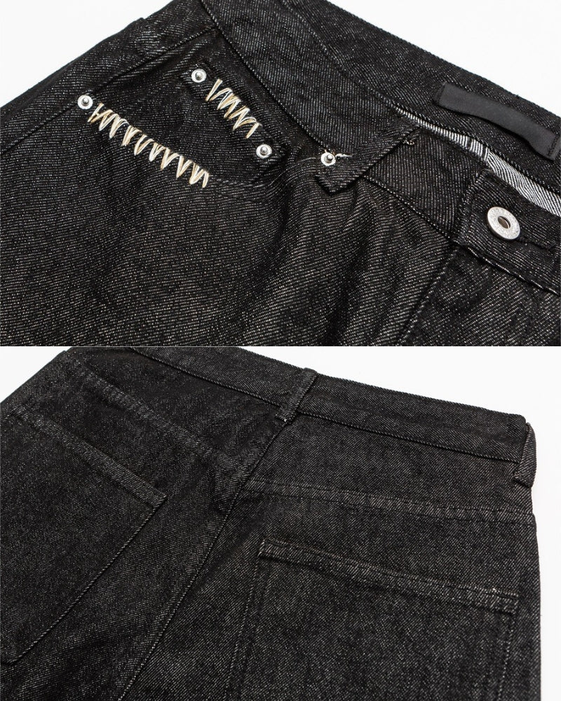 Relaxed fit wide leg jeans Washed Black