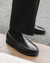 Black Penny Loafers -nahkaiset loaferit