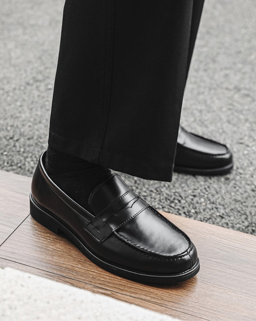 Black Penny Loafers -nahkaiset loaferit