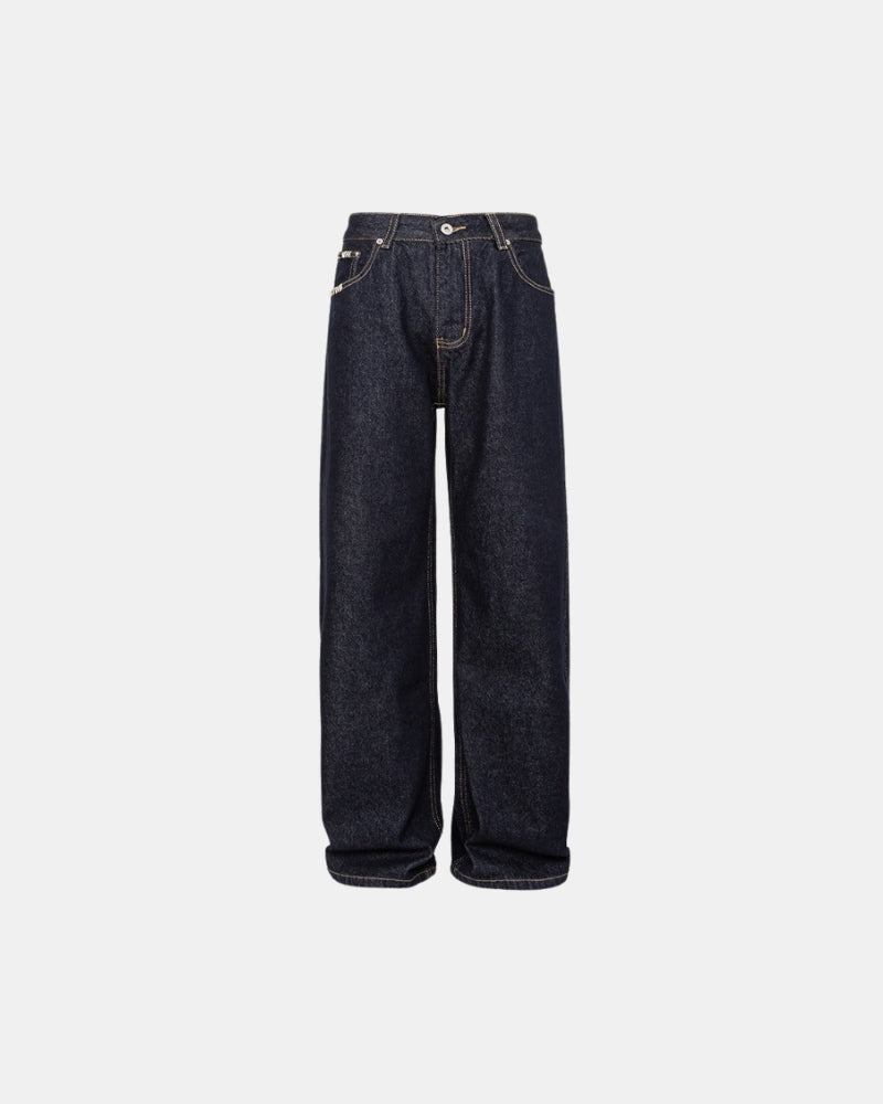 Relaxed fit wide leg jeans Washed Black