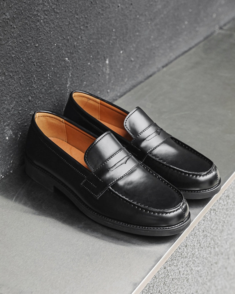 Black Penny Loafers -nahkaiset loaferit