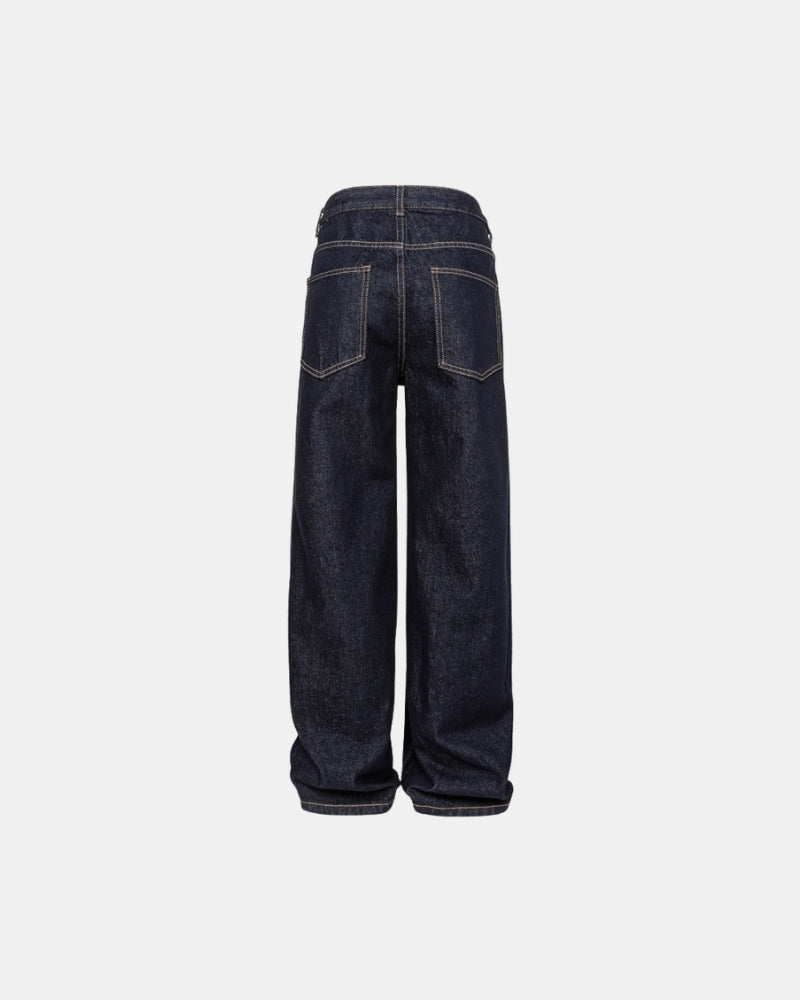 Relaxed fit wide leg jeans Washed Black