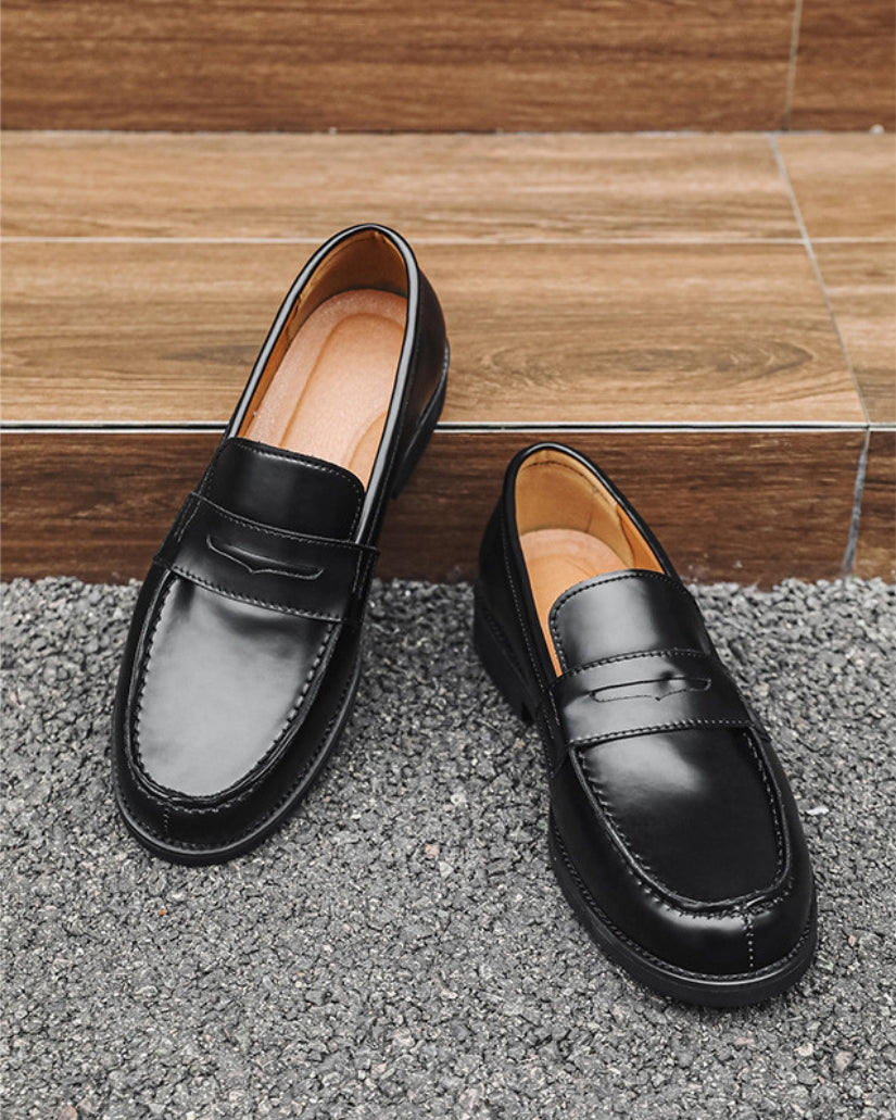 Black Penny Loafers -nahkaiset loaferit