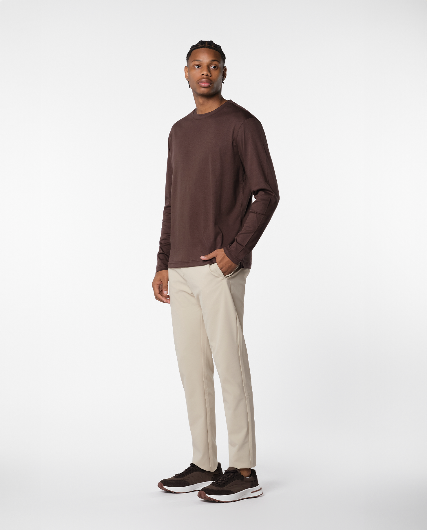 LUXURY LACE-DETAILED T-SHIRT - BROWN