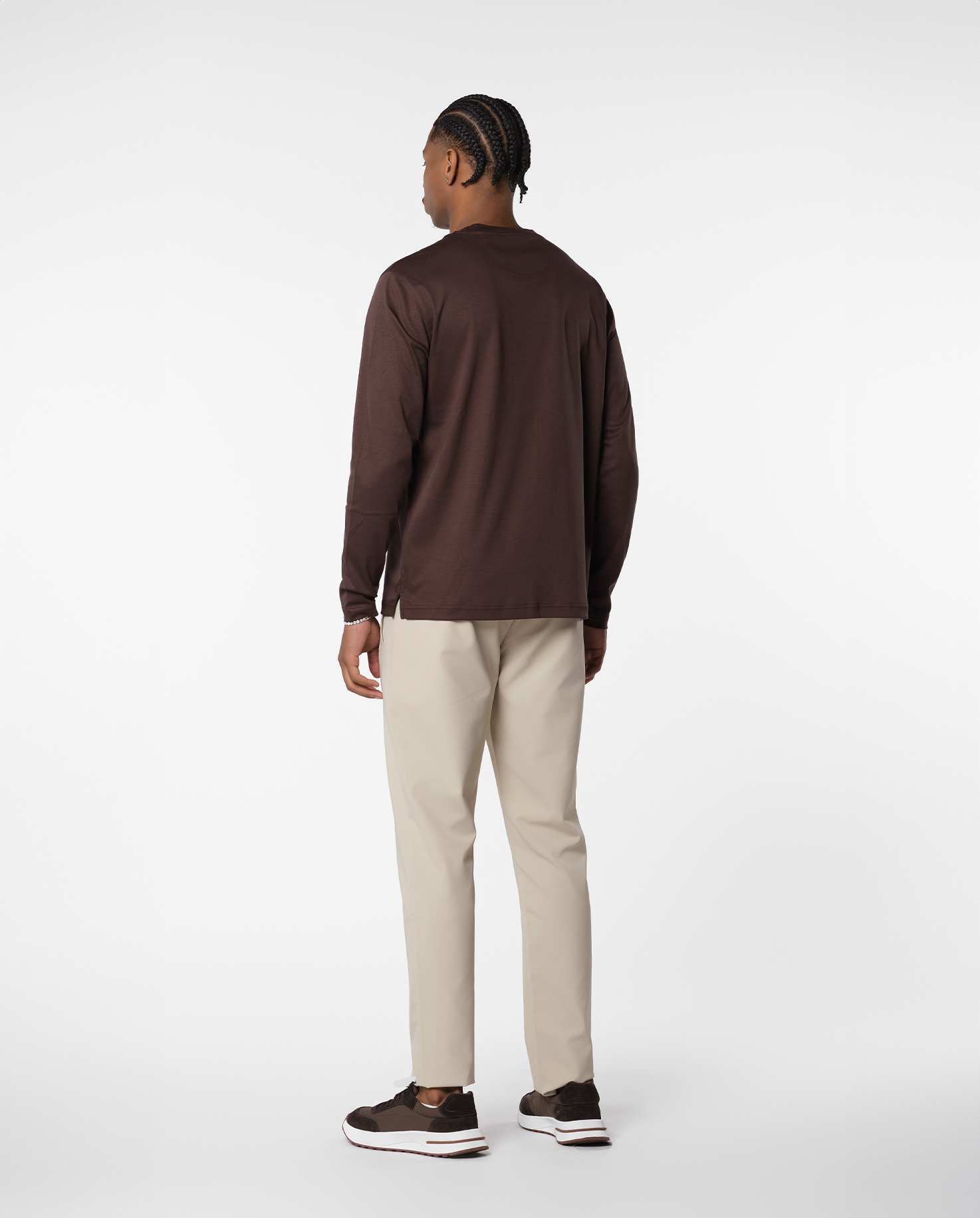 LUXURY LACE-DETAILED T-SHIRT - BROWN