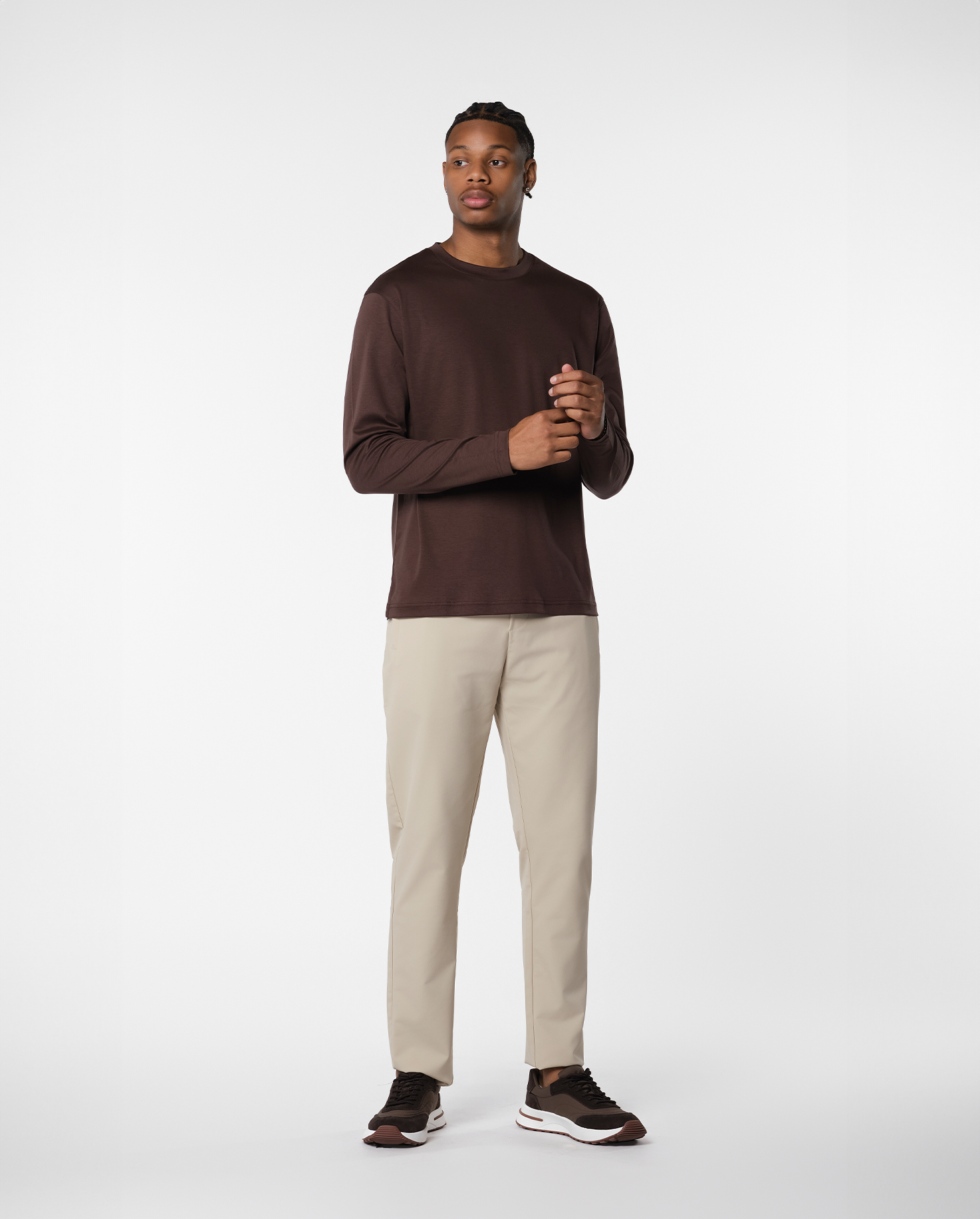 LUXURY LACE-DETAILED T-SHIRT - BROWN
